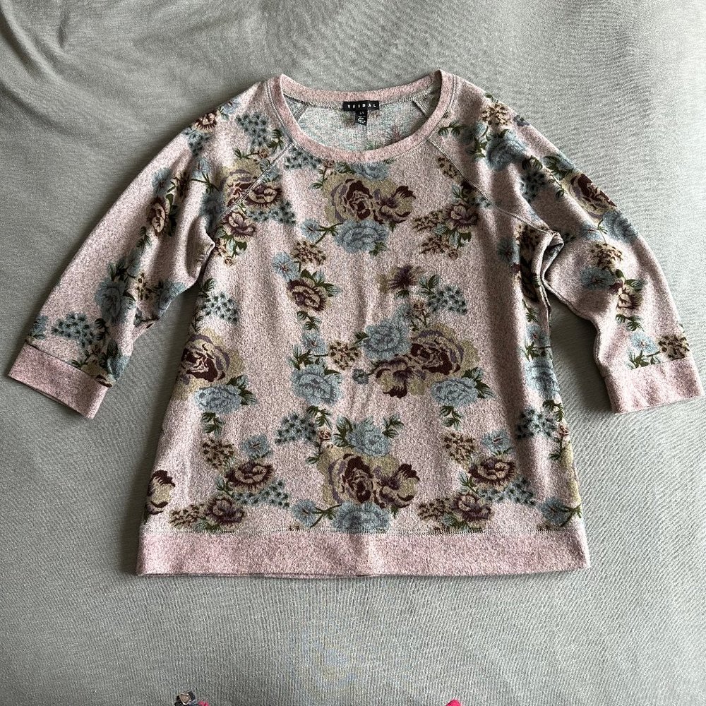 Tribal Floral 3/4 Length Sweater